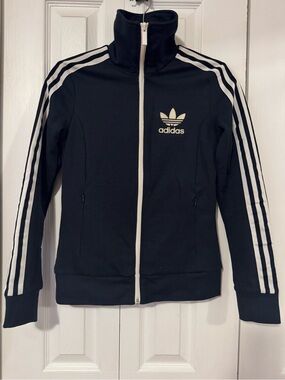 adidas Retro Crewneck Track Jacket with White Stripes